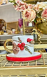 24k altın işlemeli el boyaması fincan