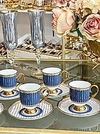 Mavi üst kalite 6’lı fincan takımı