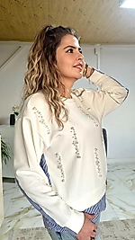 SWEAT İNCİ DETAYLI MAVİ