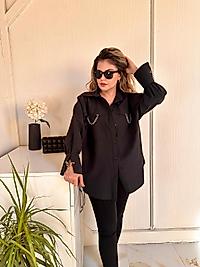 GÖMLEK ZİNCİR DETAY SİYAH